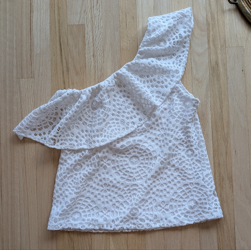 Lily Pulitzer Matteo Eyelet One-Shoulder Top (Size Small)